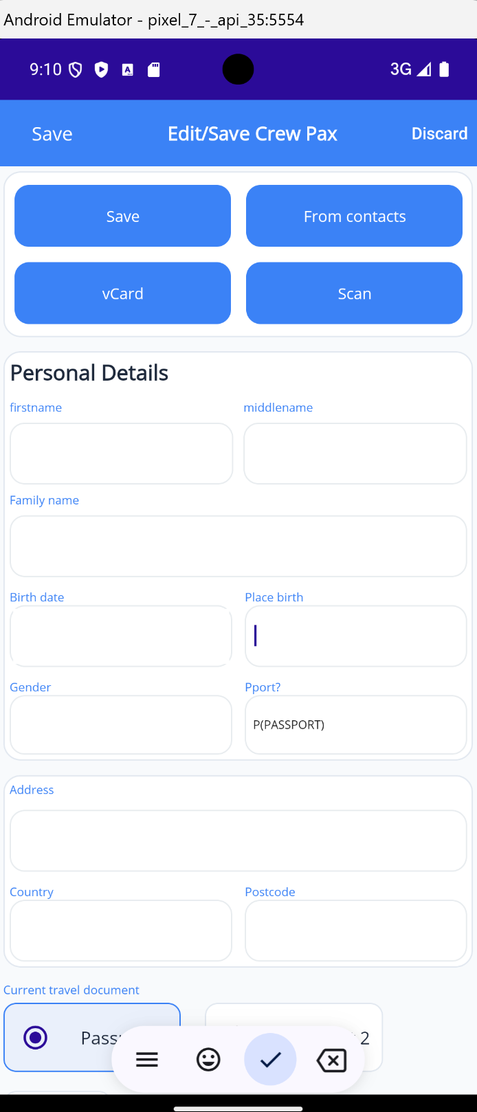 Add and edit crew passenger form